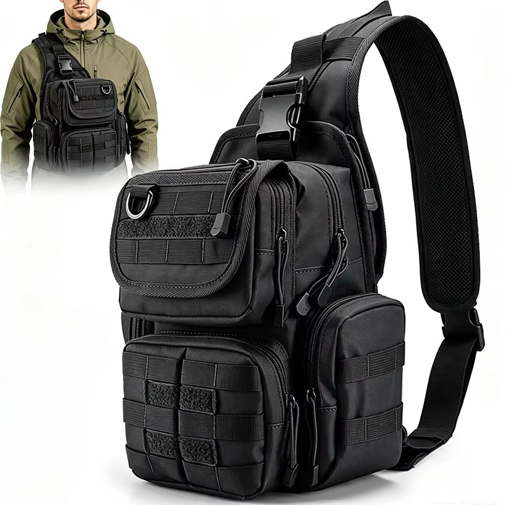 Edc Concealed Carry Sling Bag - กระเป๋าปืนพกยุทธวิธี กระเป๋าปืนซ่อน พร้อมซองปืน สะพายไหล่ซ้ายและขวา กระเป๋าคาดอก ระบบ