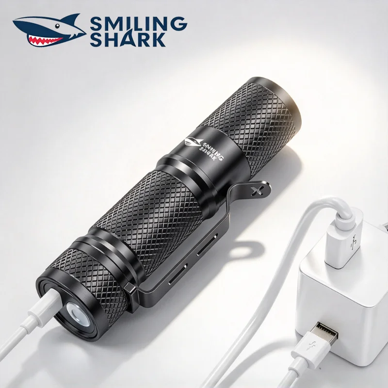 Edc Carry Clip - SMILING SHARK ไฟฉาย LED ขนาดเล็ก ทรงพลังพิเศษ